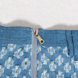 Primetime Looks-Knitted crop top and skirt suit in blue
