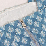 Primetime Looks-Knitted crop top and skirt suit in blue
