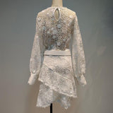 Lace Blouse and Asymmetric Skirt Set in colors
