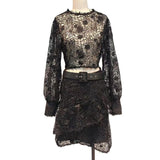 Lace Blouse and Asymmetric Skirt Set in colors