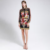 Primetime Looks-Lace Ruffled Blouse and Floral Print Skirt Suit