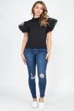 Lace Sleeve Top in black