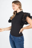 Lace Sleeve Top in black
