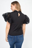 Lace Sleeve Top in black