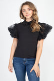 Lace Sleeve Top in black