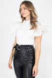 Lace Sleeve Top in white