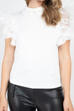 Lace Sleeve Top in white