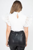 Lace Sleeve Top in white