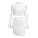 Primetime Looks-Lacey crop top and skirt set