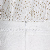 Primetime Looks-Lantern Sleeve Eyelet Patchwork Lace Skirt Set