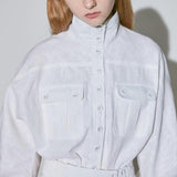 Primetime Looks-Lantern sleeve jacket and shorts set in white
