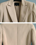 Primetime Looks-Lapel beige slit blazer with zippers