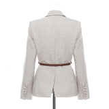 Primetime Looks-Lapel collar belted blazer