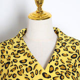 Lapel collar leopard crop top