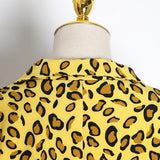 Lapel collar leopard crop top