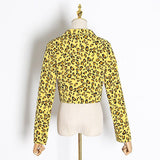 Lapel collar leopard crop top