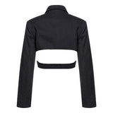 Primetime Looks-Lapel cross bandage blazer