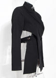 Primetime Looks-Lapel cross bandage blazer