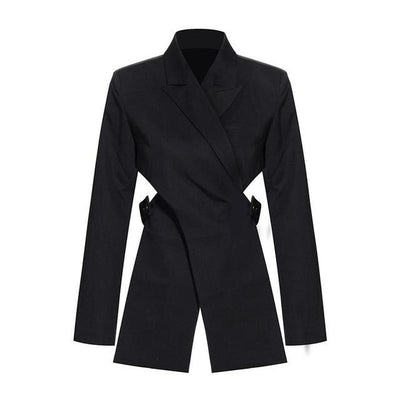 Primetime Looks-Lapel cross bandage blazer