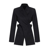 Lapel cross bandage blazer