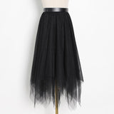 Lapel Insert Blazer and Mesh Skirt Set in Color