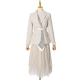 Lapel Insert Blazer and Mesh Skirt Set in Color