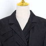 Lapel jacket and pleated skirt set in colors