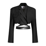 Lapel jacket and pleated skirt set in colors
