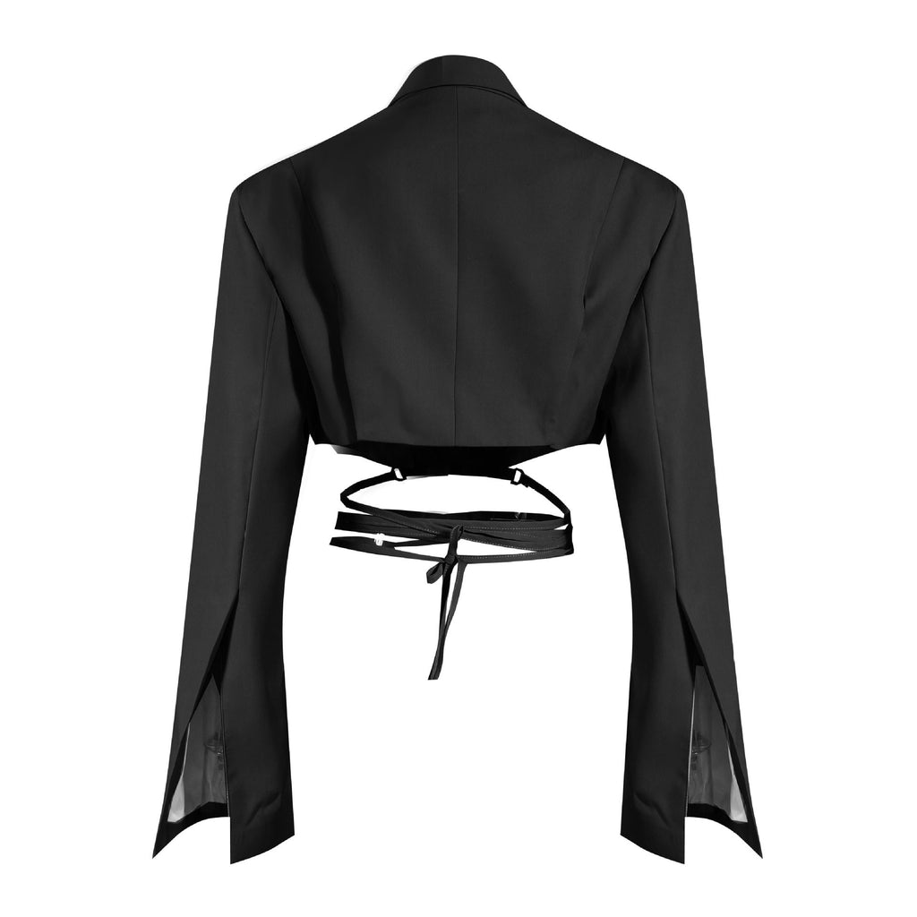 Lapel jacket and pleated skirt set in colors