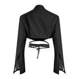 Lapel jacket and pleated skirt set in colors