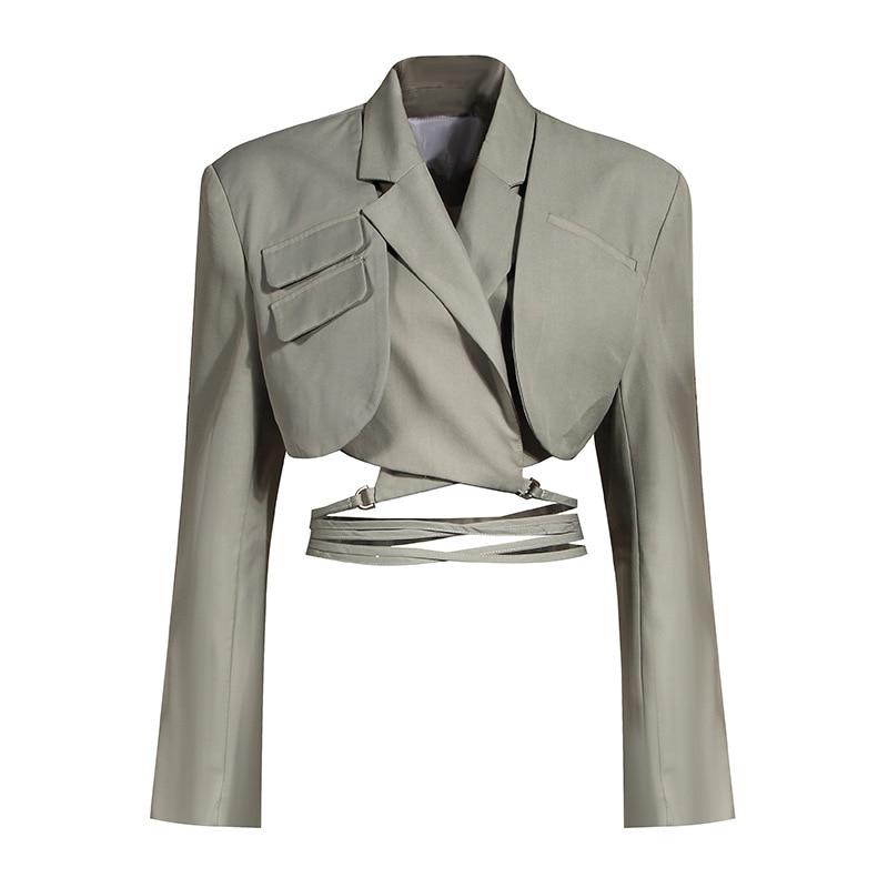 Lapel jacket and pleated skirt set in colors