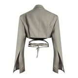 Lapel jacket and pleated skirt set in colors