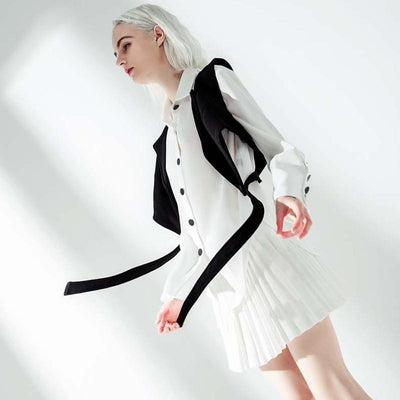 Primetime Looks-Lapel vest and shirt elegant set