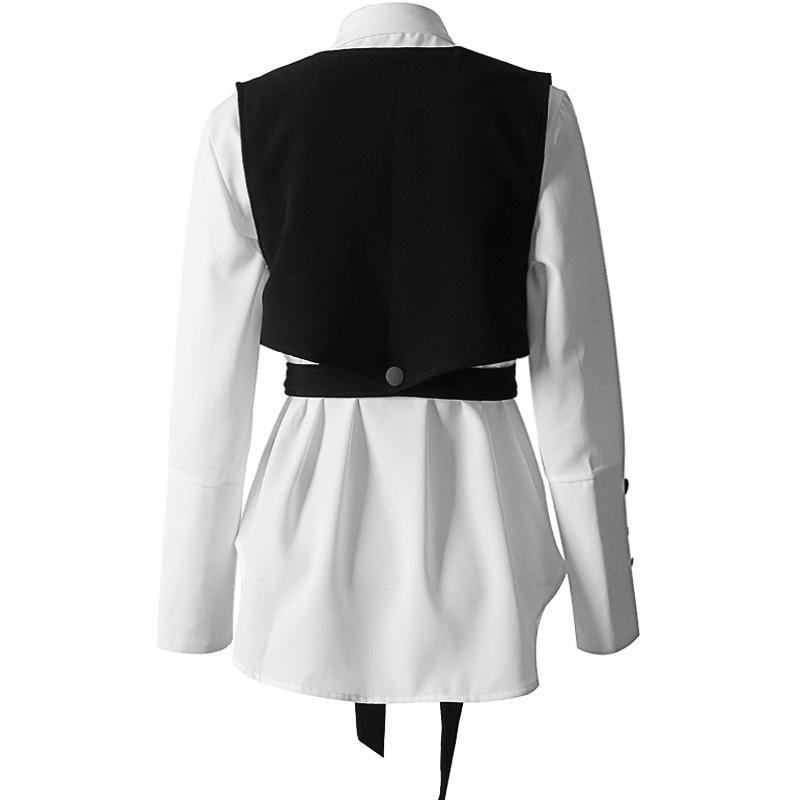 Primetime Looks-Lapel vest and shirt elegant set