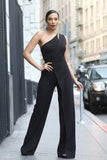 Layered Cut-out Jumpsuit in black or red
