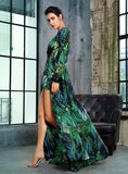 Primetime Looks-Leaf print asymmetric playsuit