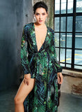 Primetime Looks-Leaf print asymmetric playsuit