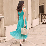 LELIY Sleeveless Deep V-neck Sling Maxi Dress