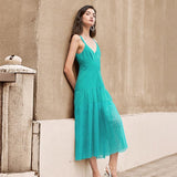 LELIY Sleeveless Deep V-neck Sling Maxi Dress