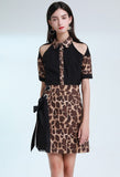 Primetime Looks-Leopardy Off Shoulder Two-piece Suit