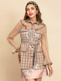 LIA Plaid and Lace Long Top
