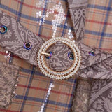 LIA Plaid and Lace Long Top