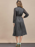 LILIBETH Bow Neck Retro Midi Dress