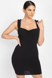 LIZZY Ribbed Knit Mini Dress in Black