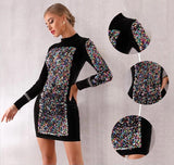 Lollypop sequined long-sleeve mini dress-Primetime Looks
