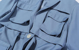 Primetime Looks-Long pocketed blazer in blue