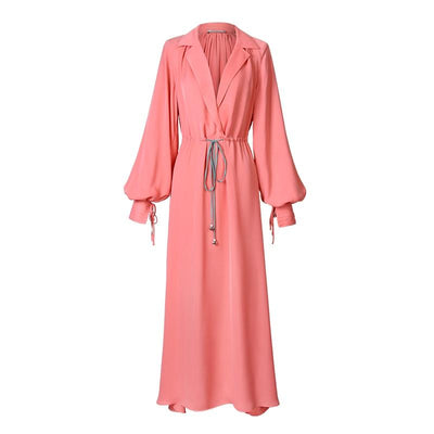 LORA Drawstring Maxi Holiday Dress