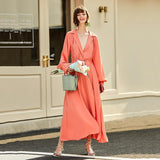 LORA Drawstring Maxi Holiday Dress