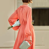 LORA Drawstring Maxi Holiday Dress
