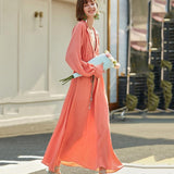 LORA Drawstring Maxi Holiday Dress